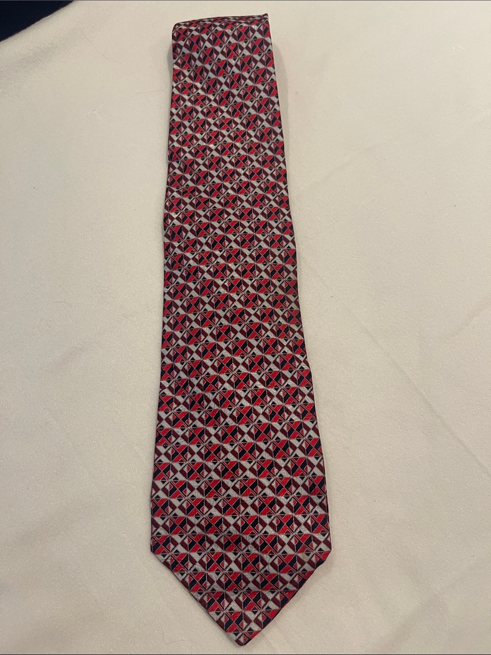 Stefano Ricci Red and Black Geometric Silk Tie